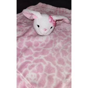 HB Hudson Baby Bunny Lovey Pink White Rose Soft Plush Fleece Security Blanket